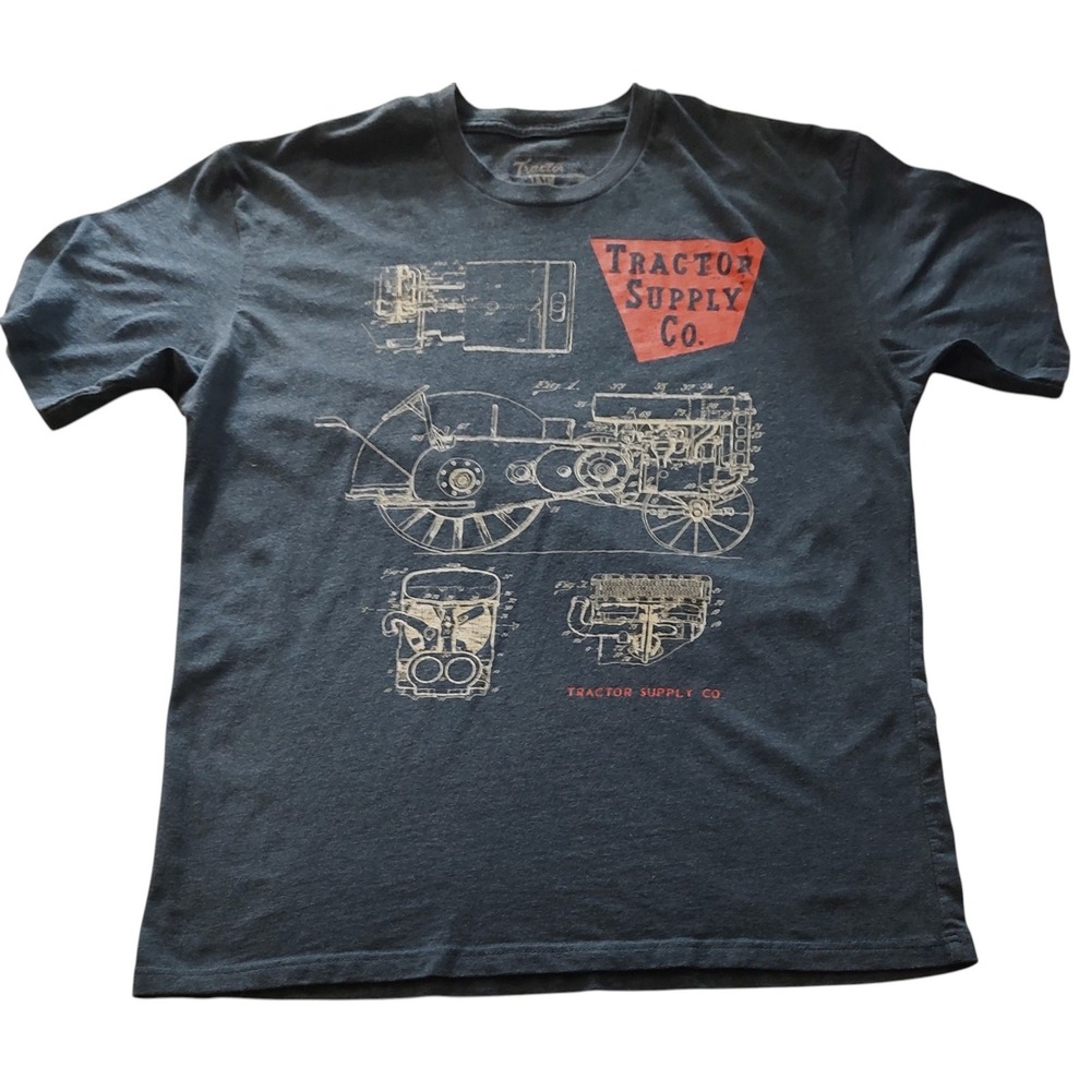 Tractor Supply Company Tee Shirt‎ Red Blue Tractor Graphic Mens Size Large